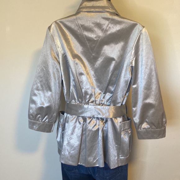 PRE-OWNED WOMEN’S VINTAGE RETRO CACHE METALLIC BELTED TRENCH JACKET - Picture 14 of 16